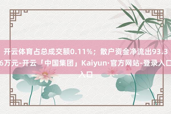 开云体育占总成交额0.11%；散户资金净流出93.36万元-开云「中国集团」Kaiyun·官方网站-登录入口